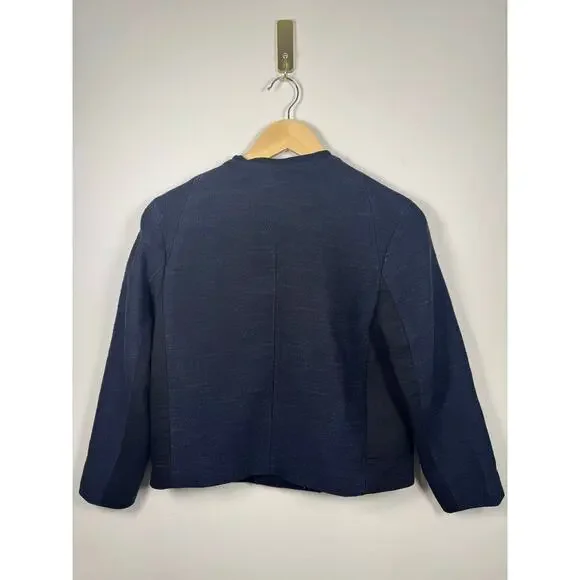 Phillip Lim Linen Blend Asymmetrical Tailored Blazer Jacket in Navy Size 4